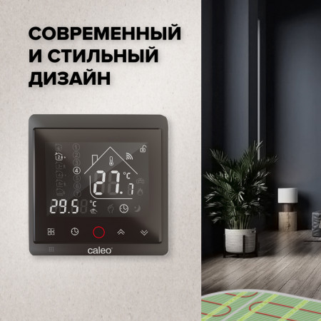 Wi-Fi терморегулятор CALEO C936 Wi-Fi black lux для теплого пола