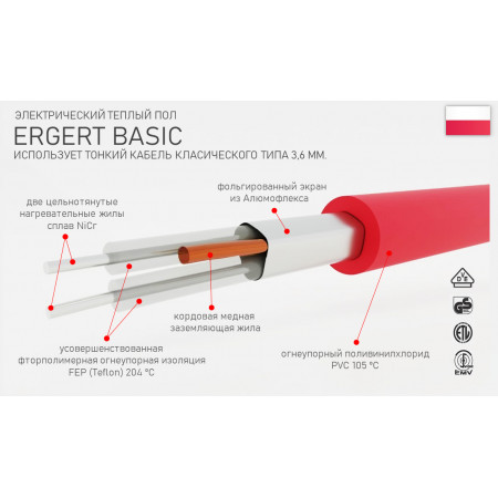 Нагревательный  мат ERGERT Basic-200 - 2,5 кв.м.