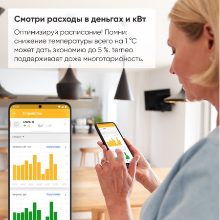 Wi-Fi терморегулятор для теплого пола Terneo ax (беж)