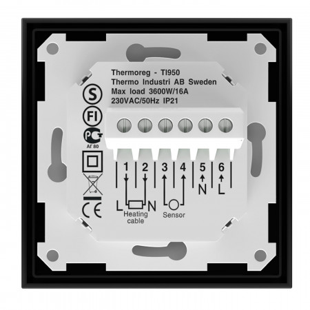 Терморегулятор для теплого пола Thermoreg TI-950 Design Black